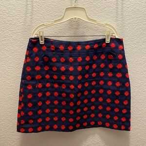 Boden Mini skirt blue with red print. Size 12R